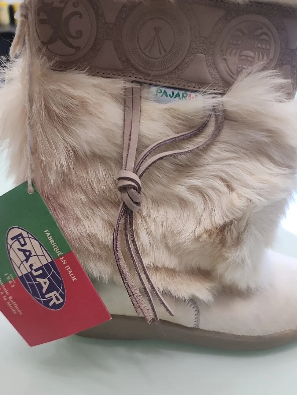 PAJAR Real Fox fur snow wintTan Faux Fur Winter Boots with Decorative Band